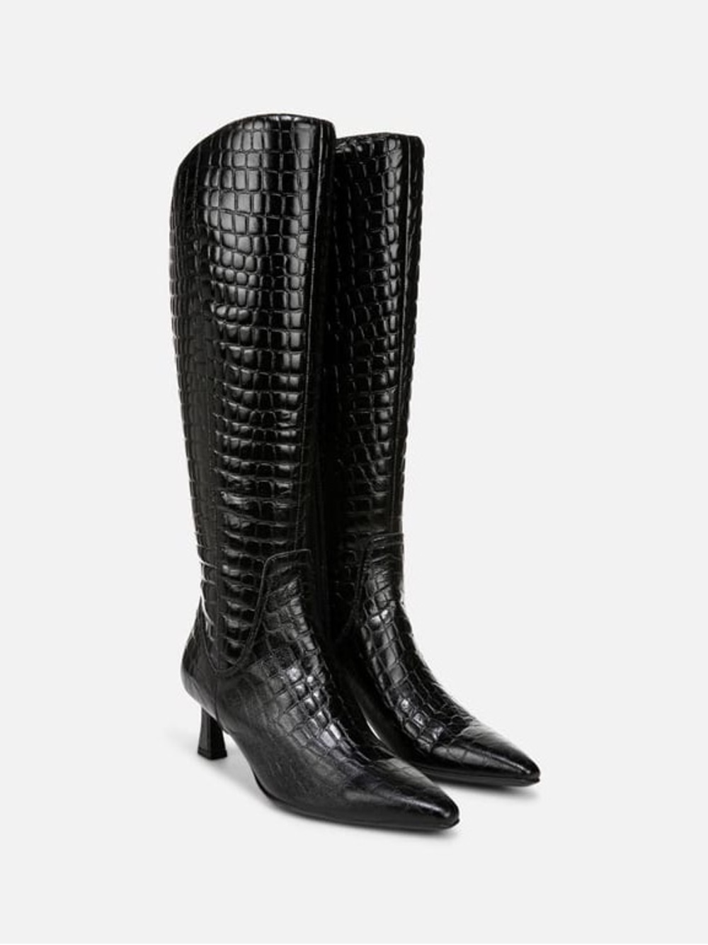 Black Croco Leather - DEESHA KNEE HIGH BOOT